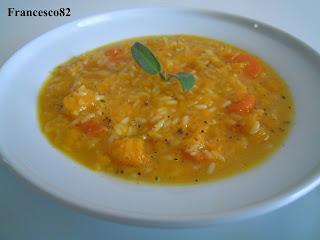 Minestra di riso con zucca e carote