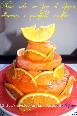 Mini cake con pan di spagna all'arancia e ganache al cioccolato per il Mycs menù