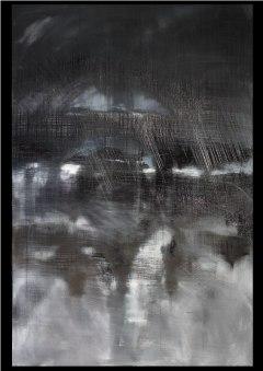 Andrea Boldrini, Tre sfumature di grigio, olio su tela, cm 150x120, 2012