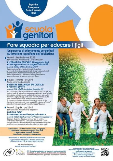 Fare squadra per educare i figli. Incontri a Brusaporto, Bagnatica e Costa di Mezzate