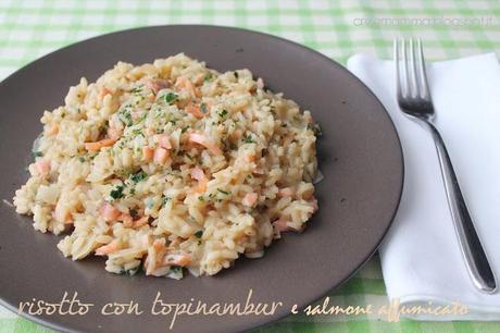 Risotto con topinambur e salmone affumicato