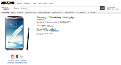 Samsung Galaxy Note 2 in promozione su Amazon Italia