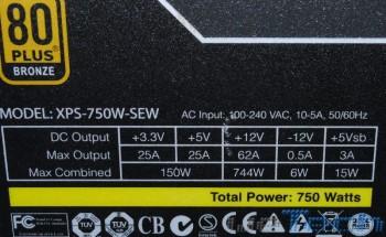 XFX Pro 750W - Dettagli voltaggi e correnti
