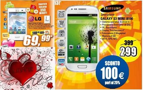 LG Optimus L3 a 69€ e Samsung Galaxy S3 Mini Italia a 299€ scontati per San Valentino