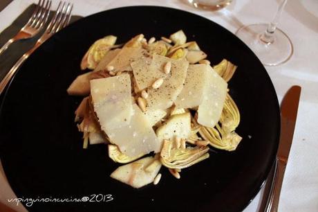 Insalatina di carciofi, pera e grana