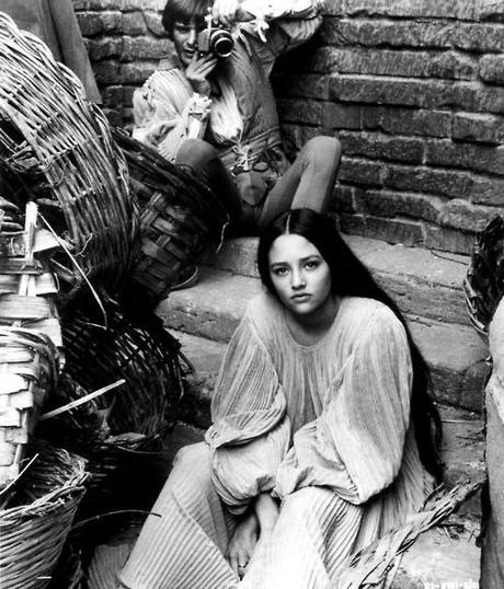 Leonard Whiting and Olivia Hussey on the set of Romeo and...