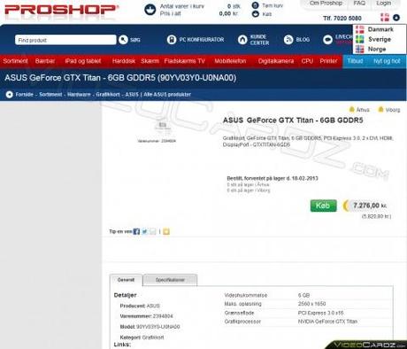 NVIDIA GeForce GTX Titan avvistata su un sito e-commerce