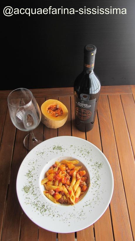 garganelli con zucca e salsiccia