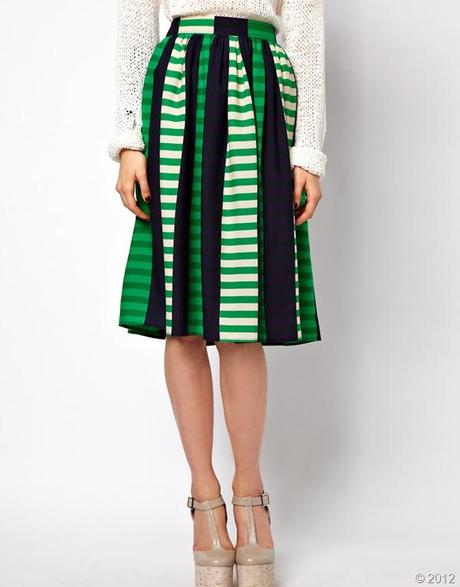  gonna righe verdi asos, gonna asos longuette, asoss gonna righe verdi, emerald green 2013