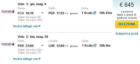 Offerte speciali San Valentino Qatar Airways, Australia per 645 euro!