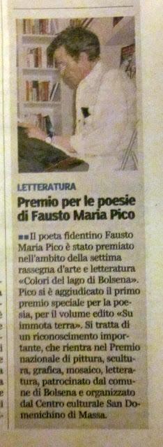 Un riconoscimento al poeta fidentino Fausto Maria Pico