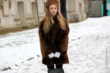 In the Street...Marie in Vintage Fur with a touch of Violet, Paris