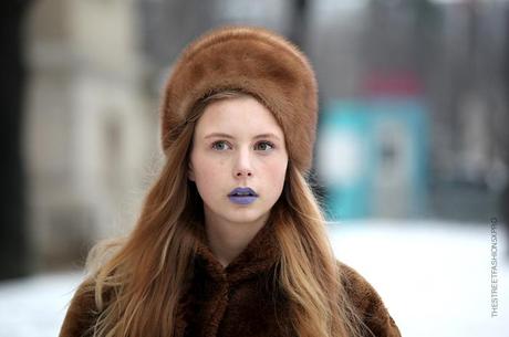 In the Street...Marie in Vintage Fur with a touch of Violet, Paris