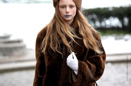 In the Street...Marie in Vintage Fur with a touch of Violet, Paris