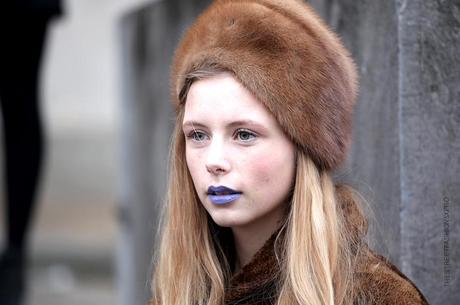 In the Street...Marie in Vintage Fur with a touch of Violet, Paris