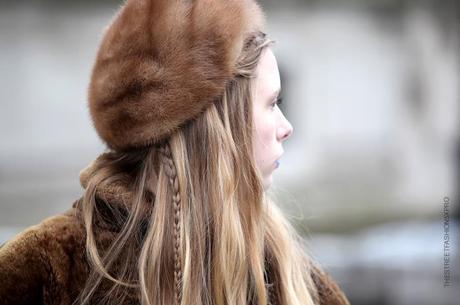 In the Street...Marie in Vintage Fur with a touch of Violet, Paris