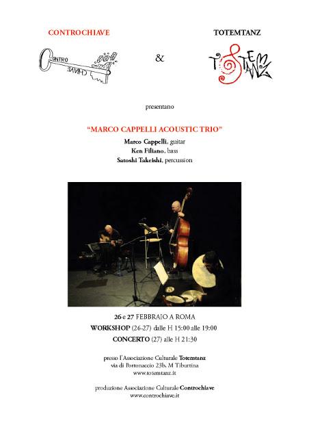 Marco Cappelli Acoustic Trio Seminario Martedì 26 e Mercoledì 27 Febbraio presso l'Associazione Culturale Totemtanz