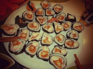 A lezione di sushi.