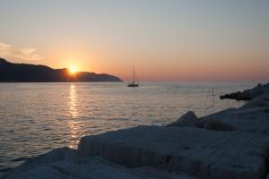 Sunset on the Pesaro dock