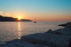 Sunset on the Pesaro dock