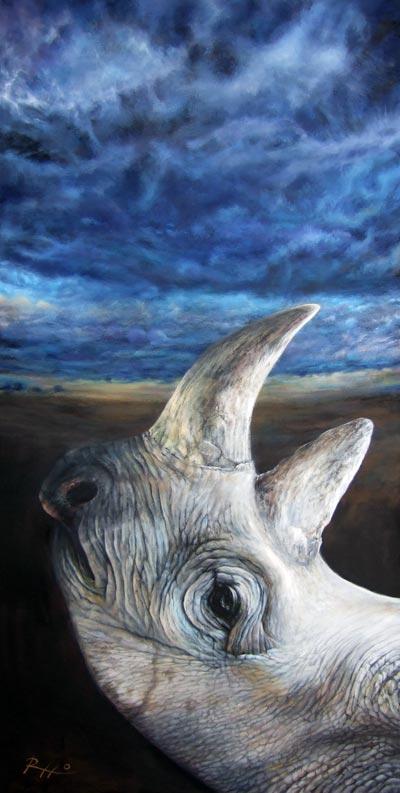 Pittura acrilica e dipinti di animali - l'ultimo rinoceronte