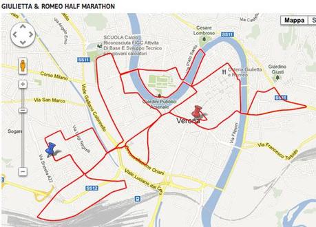 percorso giulietta e romeo half marathon 2013 verona