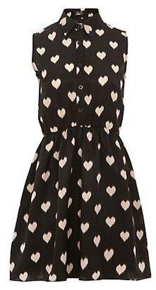 undefined Te Amo Black Heart Print Shirt Dress Lace colla...