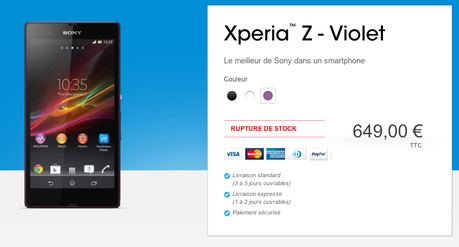 Sony Xperia Z: adesso disponibile in Francia a 649€