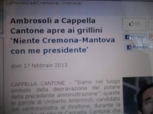 il giornale La Provincia on line del 17 febbraio: ma Ambrosoli ha svolto un altro discorso