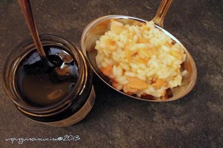 Risotto al salmone affumicato con gelatina di aceto balsamico