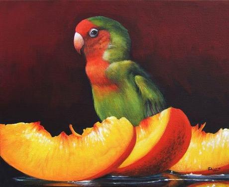 Animali dipinti - pappagallo dipinto su tela