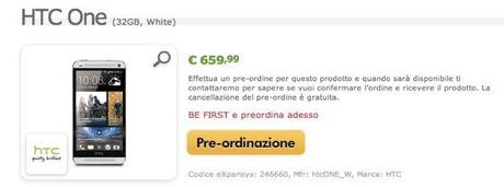 HTC One venduto ufficialmente a 699€