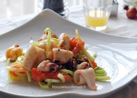 Insalata di calamari scottati e puntarelle