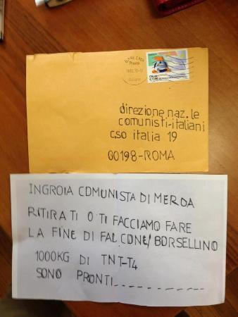 20130220 28234 lettera1 Minacce di morte per Antonio Ingroia di Rivoluzione civile