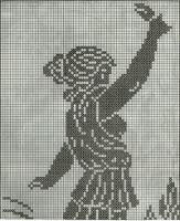 Schemi per il filet: Tenda con figura di donna