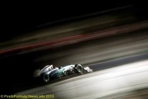 Mercedes on P Zero white medium compound - on track - blurred view