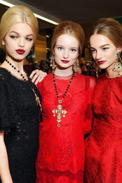 Backstage at Dolce & Gabbana Fall 2013 in Milan