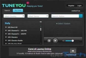 TuneYou - Interfaccia per selezione radio