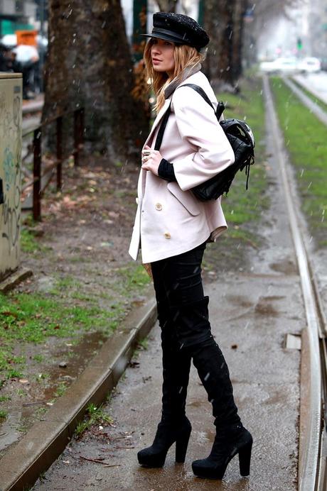 In the Street...Outside Dolce & Gabbana under the snow, Milan FW