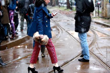 In the Street...Outside Dolce & Gabbana under the snow, Milan FW