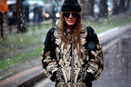 In the Street...Outside Dolce & Gabbana under the snow, Milan FW