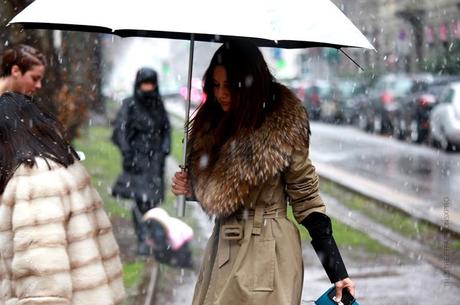 In the Street...Outside Dolce & Gabbana under the snow, Milan FW