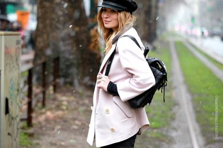 In the Street...Outside Dolce & Gabbana under the snow, Milan FW