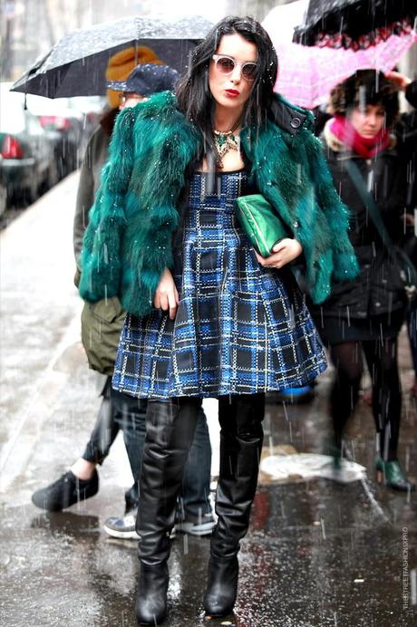 In the Street...Outside Dolce & Gabbana under the snow, Milan FW