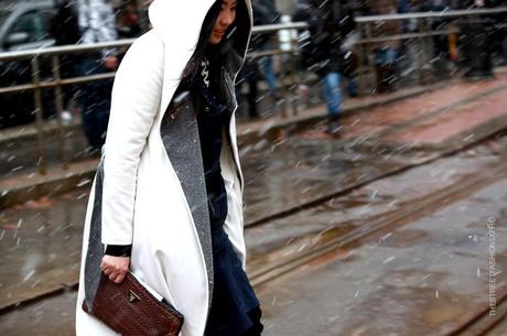 In the Street...Outside Dolce & Gabbana under the snow, Milan FW