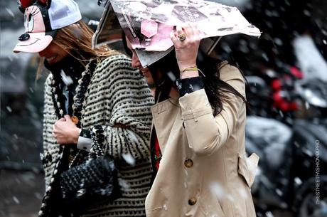 In the Street...Outside Dolce & Gabbana under the snow, Milan FW