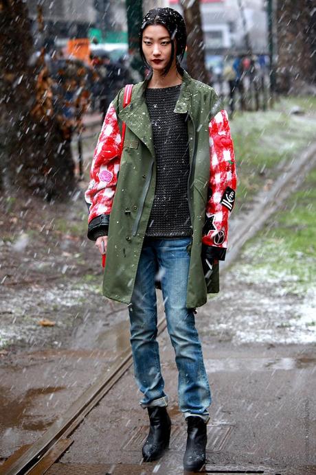 In the Street...Outside Dolce & Gabbana under the snow, Milan FW