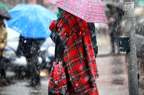 In the Street...Outside Dolce & Gabbana under the snow, Milan FW