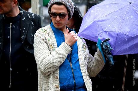 In the Street...Outside Dolce & Gabbana under the snow, Milan FW