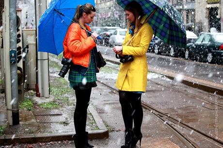 In the Street...Outside Dolce & Gabbana under the snow, Milan FW